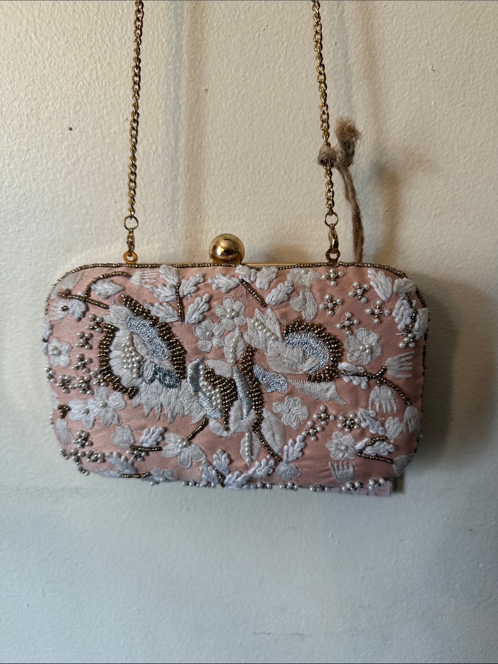 Embellished Pink Floral Evening Clutch